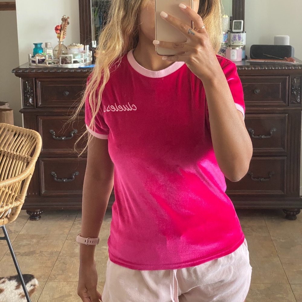 💗SOLD💗 Hot Pink Velvet TSHIRT